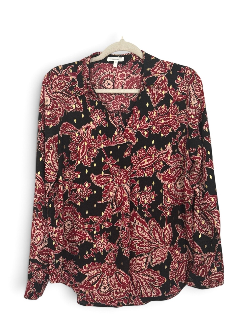Maurices Paisley & Floral Split-Neck Blouse – Size Large